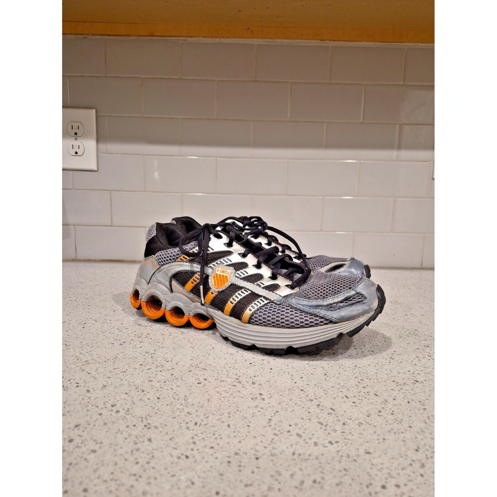 K-Swiss Tubes Run 100 Mesh Mens Size 11.5 Gray & Orange Running Shoes Sneakers